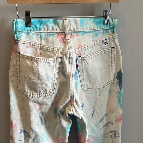 Levi’s Altered Straight Leg Jeans Tie Dye Button Fly 26 x 26 RCNSTRCT Cropped - Picture 7 of 12